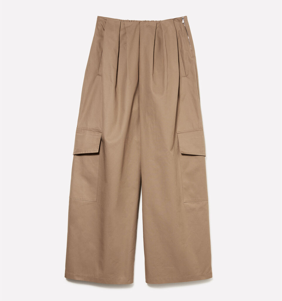 Calças cargo bege com pregas - calças joggers para mulher - Bege | Sisley image number 5